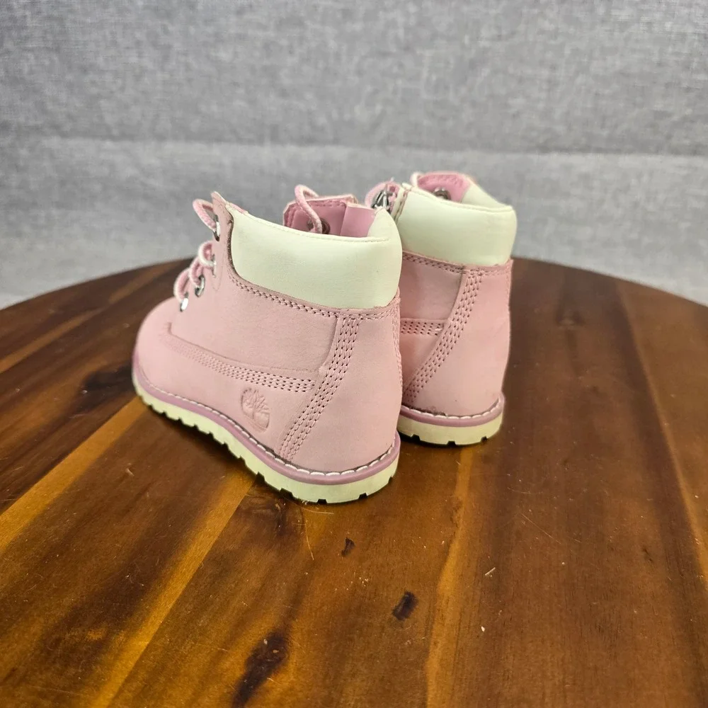 Timberland Toddler Pink Nubuck 6 Inch Side Zip Waterproof Boots TB1A27EGV20 Sz10